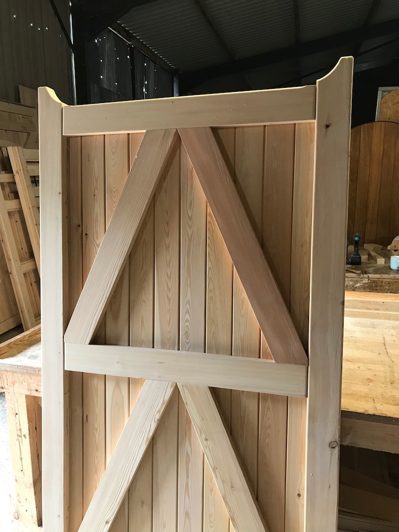 Wooden Side Access Gate Vertical Boards Back View