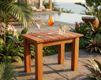Handmade Garden Table Solid Hardwood Iroko - Custom Made Sizes Available, Modern Exterior Design, Contemporary Home, Beautiful Slatted Table