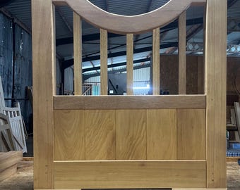 Hardwood Garden Gate - Curve Top, Long Square Spindles, Iroko Or Sapele Timber, Bespoke Wooden Gates Custom Made, Design: The Monarch Gate
