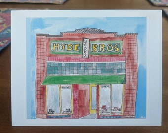 Tarjeta de la librería Hyde Brothers: Monumento de Fort Wayne