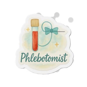 Phlebotomist reageerbuisje en naald gestanste magneet | Medisch laboratoriumdecoratie