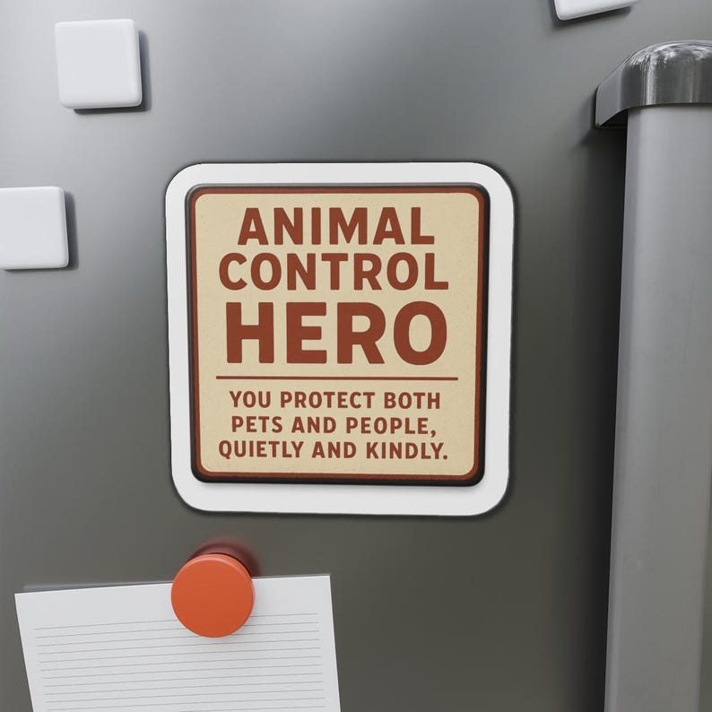 Animal Control Hero Die-Cut Magnet | Retro Badge, Protective Pets & People image 6