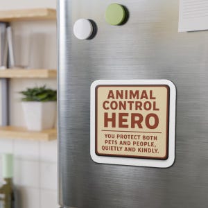 Animal Control Hero Die-Cut Magnet | Retro Badge, Protective Pets & People image 10