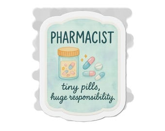 Farmaceuta, małe pigułki, ogromna odpowiedzialność, wycięty magnes | Ilustracja apteki