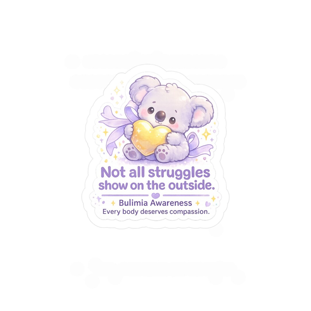 Bulimia Awareness Koala Heart Sticker Kiss-cut Vinyl Decal | Mental ...