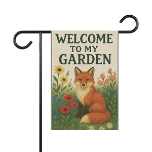 Willkommen zu meinem Gartenbanner, Outdoor Decor, Gartenfahne, Haus- und Gartengeschenk, Frühlingsdekoration, Blumenbanner