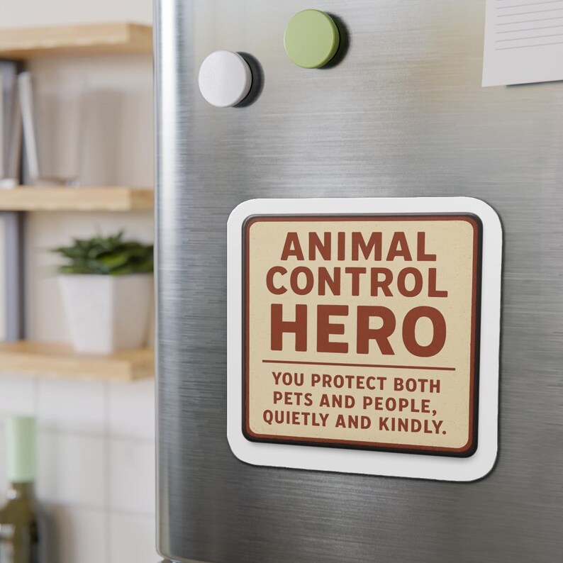 Animal Control Hero Die-Cut Magnet | Retro Badge, Protective Pets & People image 11