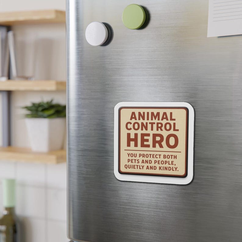 Animal Control Hero Die-Cut Magnet | Retro Badge, Protective Pets & People image 9