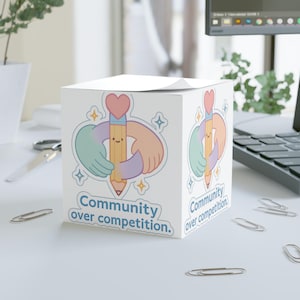 Community over Competition Note Cube | Heart Pencil Sticky Notes