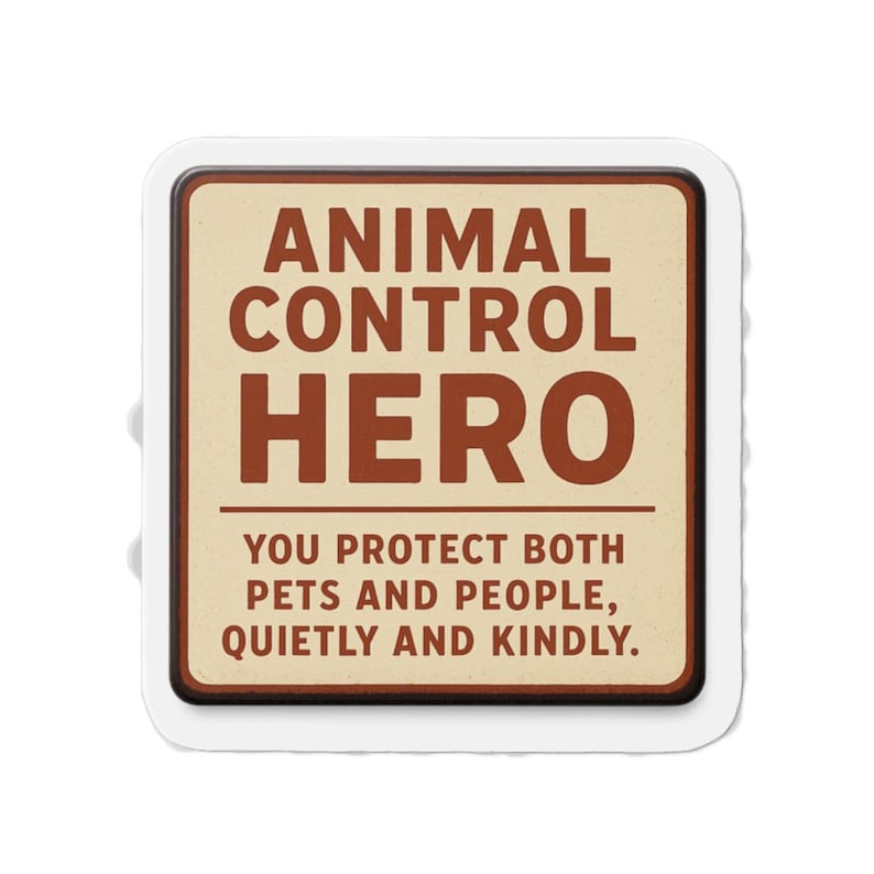 Animal Control Hero Die-Cut Magnet | Retro Badge, Protective Pets & People image 1