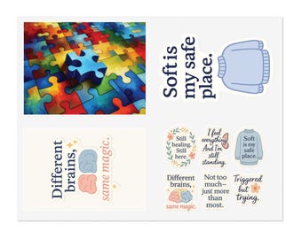 Autism Awareness Puzzle Pieces Sticker Sheets | Sensory Support Decals