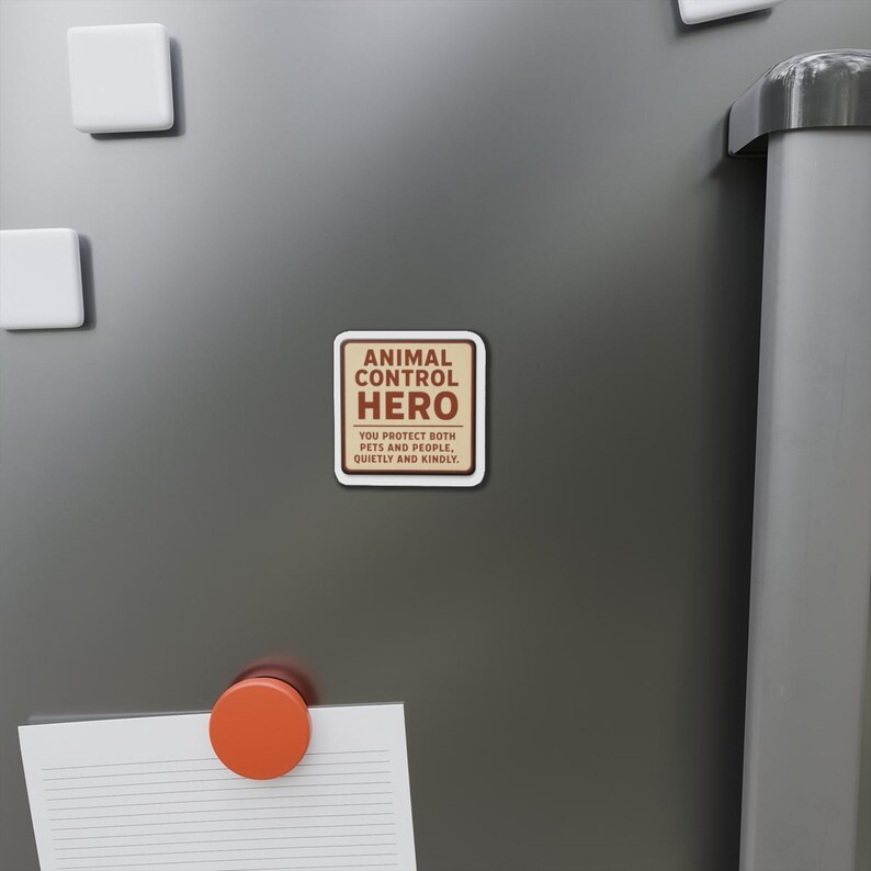 Animal Control Hero Die-Cut Magnet | Retro Badge, Protective Pets & People image 2