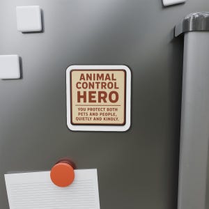 Animal Control Hero Die-Cut Magnet | Retro Badge, Protective Pets & People image 4