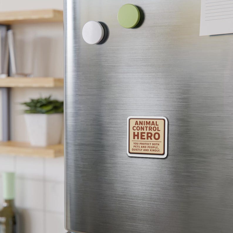 Animal Control Hero Die-Cut Magnet | Retro Badge, Protective Pets & People image 7