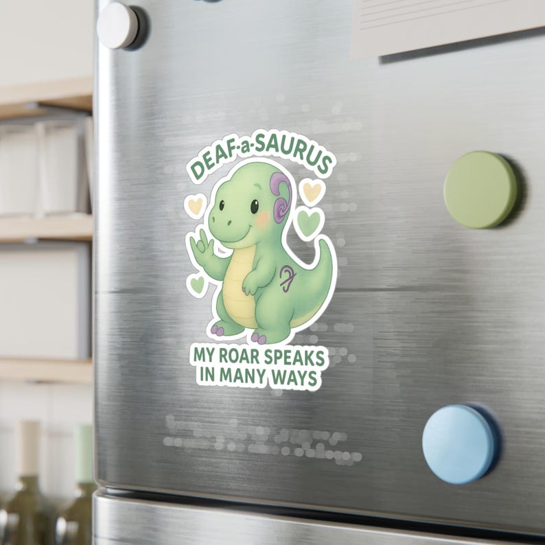 Deaf-a-saurus T-rex Sticker: ASL Symbol, Deaf Awareness Vinyl Decal - Etsy