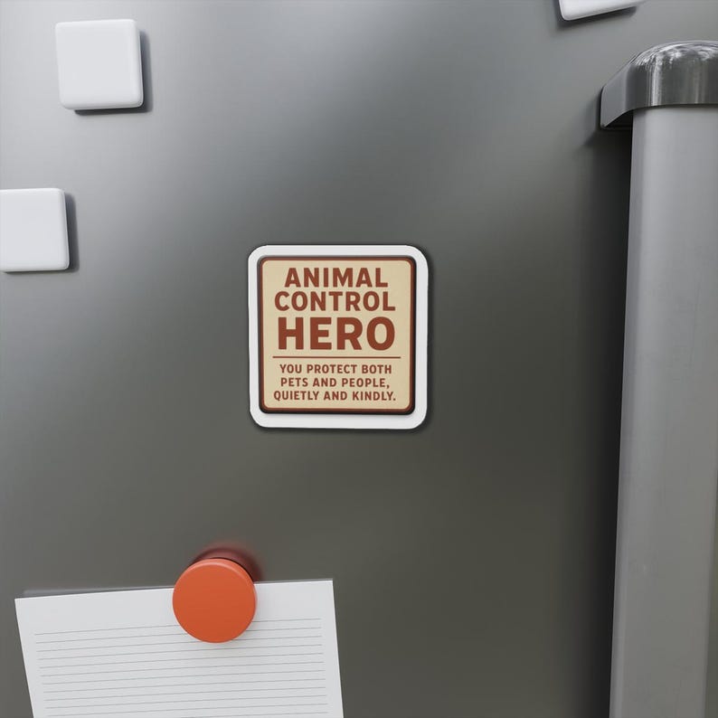 Animal Control Hero Die-Cut Magnet | Retro Badge, Protective Pets & People image 3