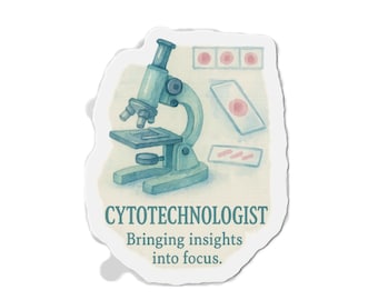 Gestanste magneet cytotechnoloog | Illustratie laboratoriumcellen