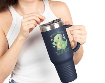 Deaf-a-saurus Insulated Travel Mug: 40oz Stainless Steel Dinosaur Tumbler