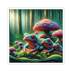Vibrant Frog Kiss-Cut Stickers: Whimsical Forest Decor