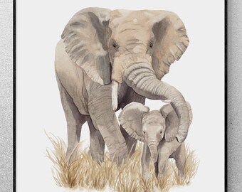 ORIGINAL SIGNED African Elephant Acrylic Painting Wildlife Artist Vanessa Grundy Paint Art Drawing Animals Asian Elephants Gift Cute Funny