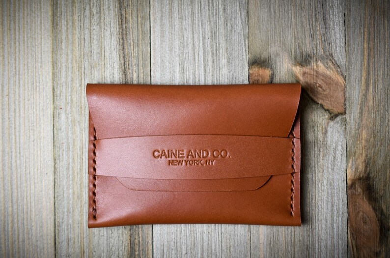 Cartera de solapa de cuero italiano / Estuche para tarjeta de visita / Soporte de tarjeta de cuero hecho a mano / Cartera de tarjeta de crédito / Hombres y mujeres Whiskey Pecos