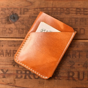 Cartera minimalista de cuero italiano fluido / Cartera de tarjeta de crédito de cuero de grano completo / Cartera de bolsillo frontal / Funda de tarjeta de cuero