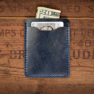 Rocado Museum Blue Shell Cordovan Wallet | Handmade Minimalist Leather Card Holder
