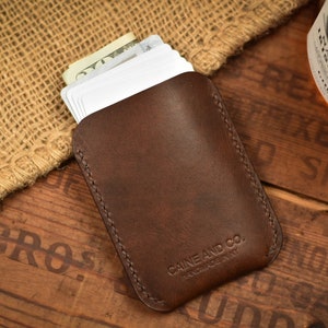 Funda de tarjeta de cuero italiano / Cartera minimalista hecha a mano / Cartera de bolsillo frontal / Titular de la tarjeta de crédito