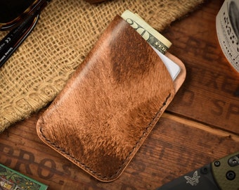 Funda de tarjeta de cuero italiano / Cartera minimalista hecha a mano / Cartera de bolsillo frontal / Titular de la tarjeta de crédito