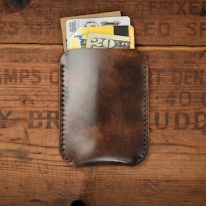 Rocado Museum Brown Shell Cordovan Leather Card Sleeve | Minimalist Front Pocket Wallet