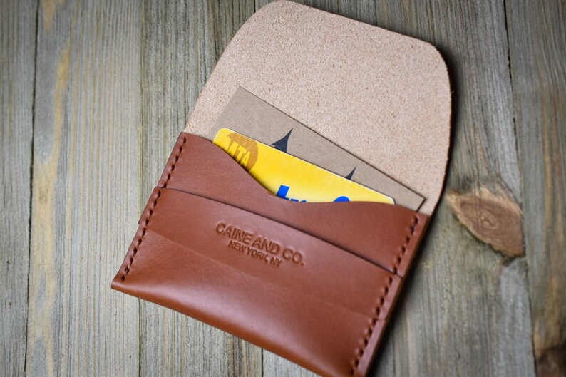 Cartera de solapa de cuero italiano / Estuche para tarjeta de visita / Soporte de tarjeta de cuero hecho a mano / Cartera de tarjeta de crédito / Hombres y mujeres imagen 4