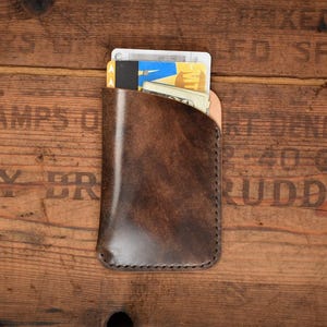 Rocado Museum Brown Shell Cordovan Card Sleeve | Handmade Minimalist Leather Wallet