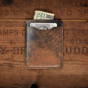 Rocado Marbled Black Shell Cordovan Wallet | Handmade Minimalist Leather Card Holder
