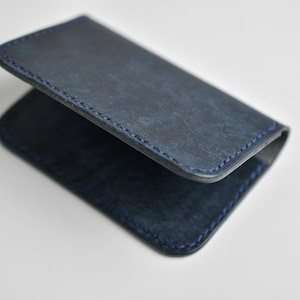 Pueblo Italian Leather Card Holder / Handmade Two-Pocket Slim Leather Bifold / Minimalist Wallet / Credit Card Wallet / Hombres y Mujeres