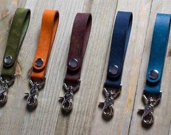 Handmade Italian Leather Trigger Clasp Keychain | Rugged Belt Loop Key Holder