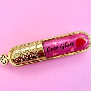 LUXURY STRAWBERRY LIPGLOSS - Cosmetics makeup gloss glossy pink red natural lipstick womens girls cute beauty lipglossshop gold crown nails