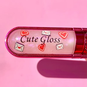 CARTA DE AMOR GLOSS - lindo brilho labial brilhante feminino maquiagem beleza cosméticos lábios rosa presentes meninas y2k lipbalm conjunto de presentes para seu aniversário pérola