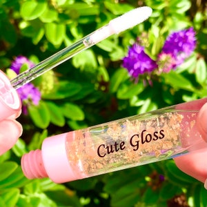GOLD DUST LIPGLOSS - gloss cosmetics goldleaf clear pink makeup womens girls cute y2k lipstick beauty gifts nails giftset summer spring
