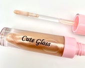 CHAMPAGNE CUTE GLOSS -makeup cosmetics gold bronze pink glitter glossy lipgloss lipstick silver womens girls cute y2k bratz hellokitty pearl
