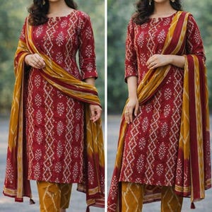 Red Cotton Kurta Set Women Indian – Traditional Desi Outfit, Everyday Ethnic Wear, Festival Kurti Set Chanderi Silk Kurti Pant Dupatta Set/ Indian Ethnic Dress/ 3Pc Women set/ Traditional Indian kurta/ Embroidered Kurti/Printed Dupatta
Red kurta set
indian kurti set
cotton kurta women
ethnic dupatta set
indian suit women
printed kurta set
boho indian outfit
traditional kurti
indian clothing
kurta pant set
festive kurta women
desi outfit women
summer kurta set
