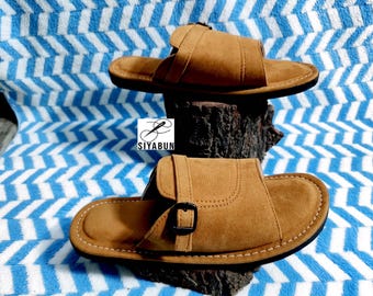 Handmade Suede Kolhapuri Chappal for Men: Indian Traditional Slippers
