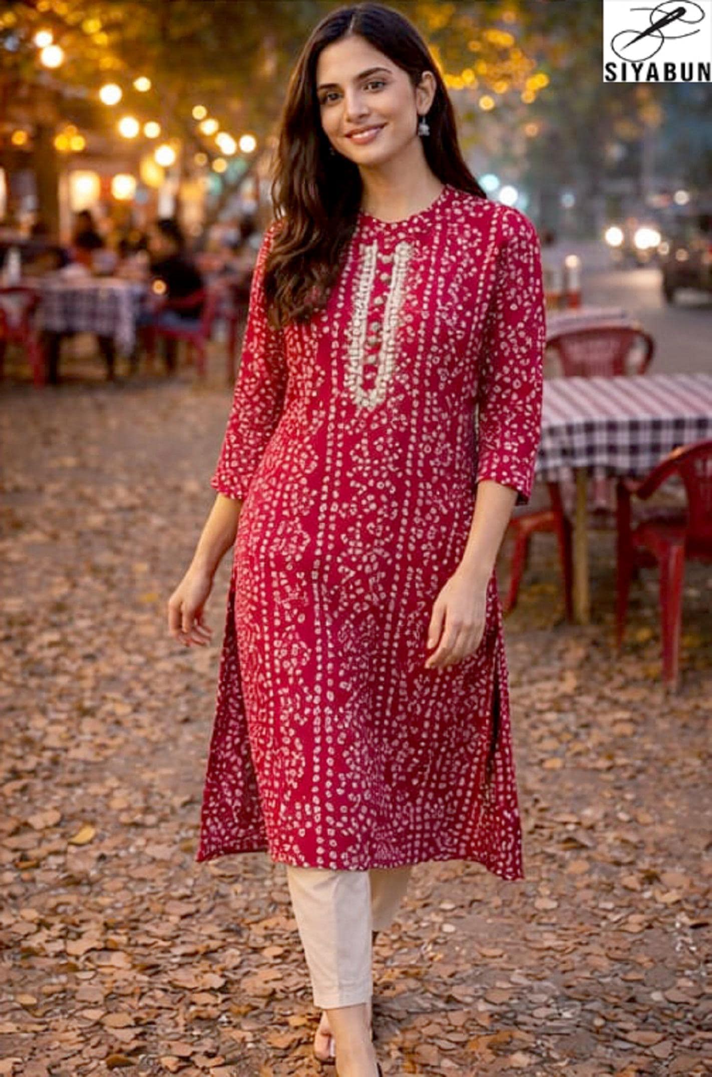 Rajasthani Red Bandhani Printed Cotton Kurta, Ethnic Indian Tunic Bandhej Kurta For Women