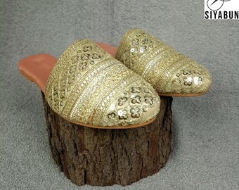 Handmade Embroidered Jutti Shoes, Indian Bridal Party Wear
