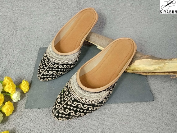 Rajasthani Jutti Embroidered Faux Leather Khussa Party Wear Shoes For Women