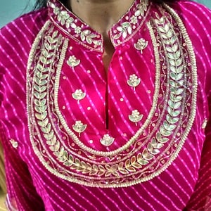 Rajasthani Leheriya Kurti For Women Motra Style Kurti For Women Rajasthani Hand Work Kurti For Women Bandhani And Bandhej Kurti For Women