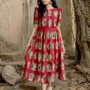 Red Printed Midi Dress, Indian Ethnic Dress, Kalamkari Face Print Dress, Boho Summer Dress, Cotton Festive Dress for Women
kalamkari dress
indian midi dress
red cotton dress
boho dress women
ethnic dress india
printed midi dress
summer cotton dress
bohemian outfit
handmade dress
festival dress women
casual ethnic wear
indo western dress
unique print dress
kalamkari dress
red midi dress
boho dress
cotton dress
ethnic dress
summer dress
indo western
printed dress
handmade dress
festival dress