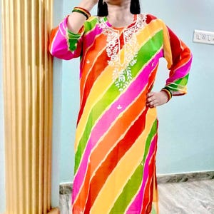 Rajasthani Leheriya Kurta For Women Hand Work Kurta Party Wear Kurta For Women Indian Kurti Top For Women Designer Kurti For Women