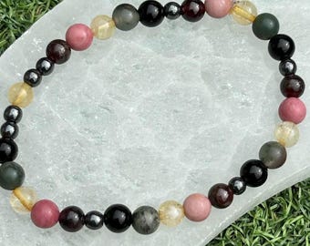 Circulation Crystal Healing Bracelet: Bloodstone, Obsidian, Citrine