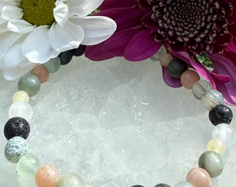 Balance - Healing Crystal Bracelet: Selenite, Lava Rock, Agate - Inner Peace Jewellery