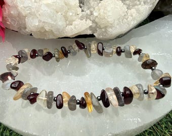 Pulseira Caminho da Alma | Joias com Cristais de Labradorita, Granada, Citrino e Hematita
